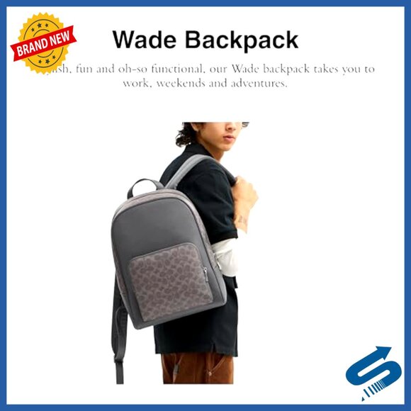 Leather and Canvas Backpack with Laptop Sleeve, Multiple Pockets main image 4